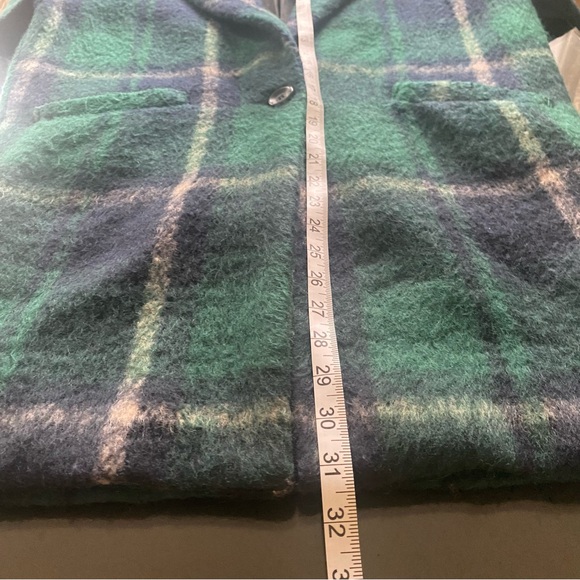 SOUP WOMEN’S Med S. Checkered Green Coat. 60% Polyester, 30% Wool, 10% Rayon, - Picture 5 of 8
